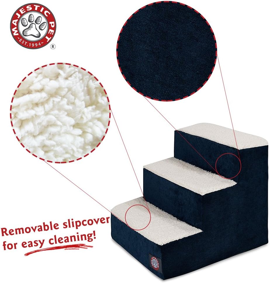 Majestic Pet Portable Pet Stairs for Dogs & Cats, Soft Sherpa Steps, Indoor Only, 250 lbs N206645