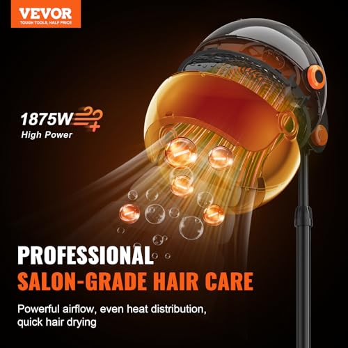 VEVOR Hooded Hair Dryer with Variable Speed, Temperature, and Timer H50563