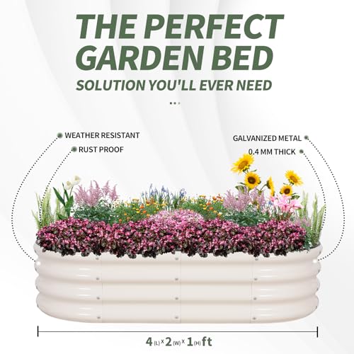 1MORE Galvanized Raised Garden Bed 4x2x1.4ft Metal Planter Box Outdoor D509