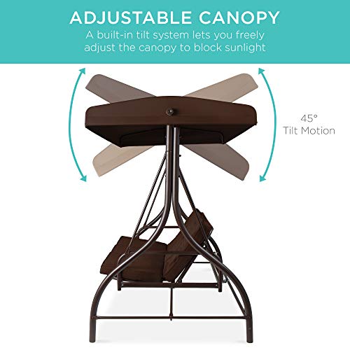 Best Choice Products 3-Seat Outdoor Canopy Swing Glider with Adjustable Shade, Midnight Green A10932