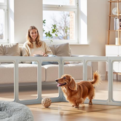 Clear Acrylic Dog Playpen 24" H Indoor Pet Fence for Puppy Small Dog Rabbit Cat R696