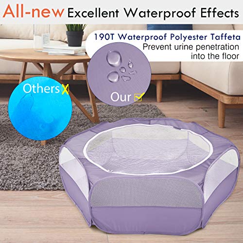 Pawaboo Small Animals Playpen, Waterproof Pet Cage Tent with Zippered Cover, Portable Outdoor Yard Fence, Green C9530