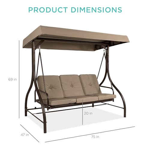 Best Choice Products 3-Seat Outdoor Canopy Swing Glider with Adjustable Shade, Midnight Green A10932