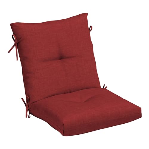 Arden Outdoor Plush Tufted Dining Chair Cushion, 21 x 40, Black Cabana Stripe I23003