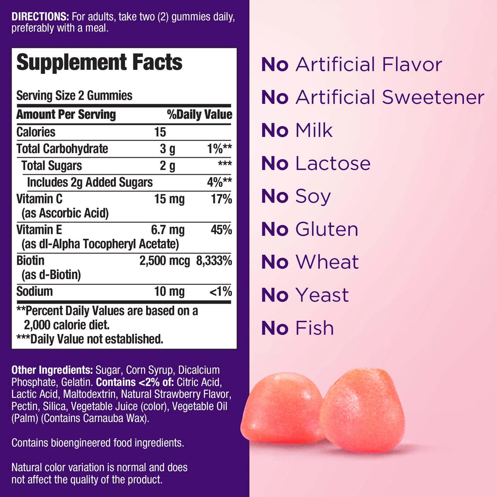 Nature's Bounty Hair Skin and Nails Vitamins with Biotin Gummies 180 Count H630213