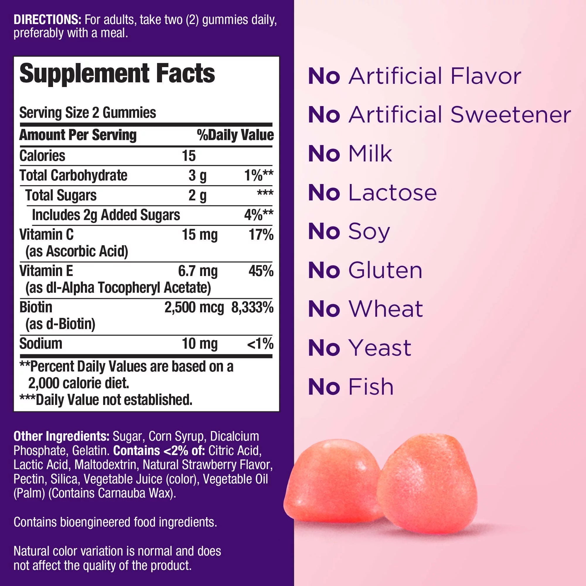 Nature's Bounty Hair Skin and Nails Vitamins with Biotin Gummies 180 Count H630213