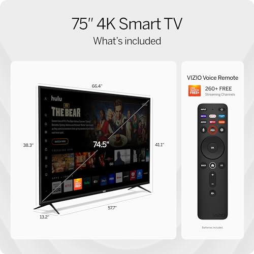 VIZIO 75-Inch V-Series 4K UHD LED Smart TV with Voice Remote, Dolby Vision, HDR10+ K52137