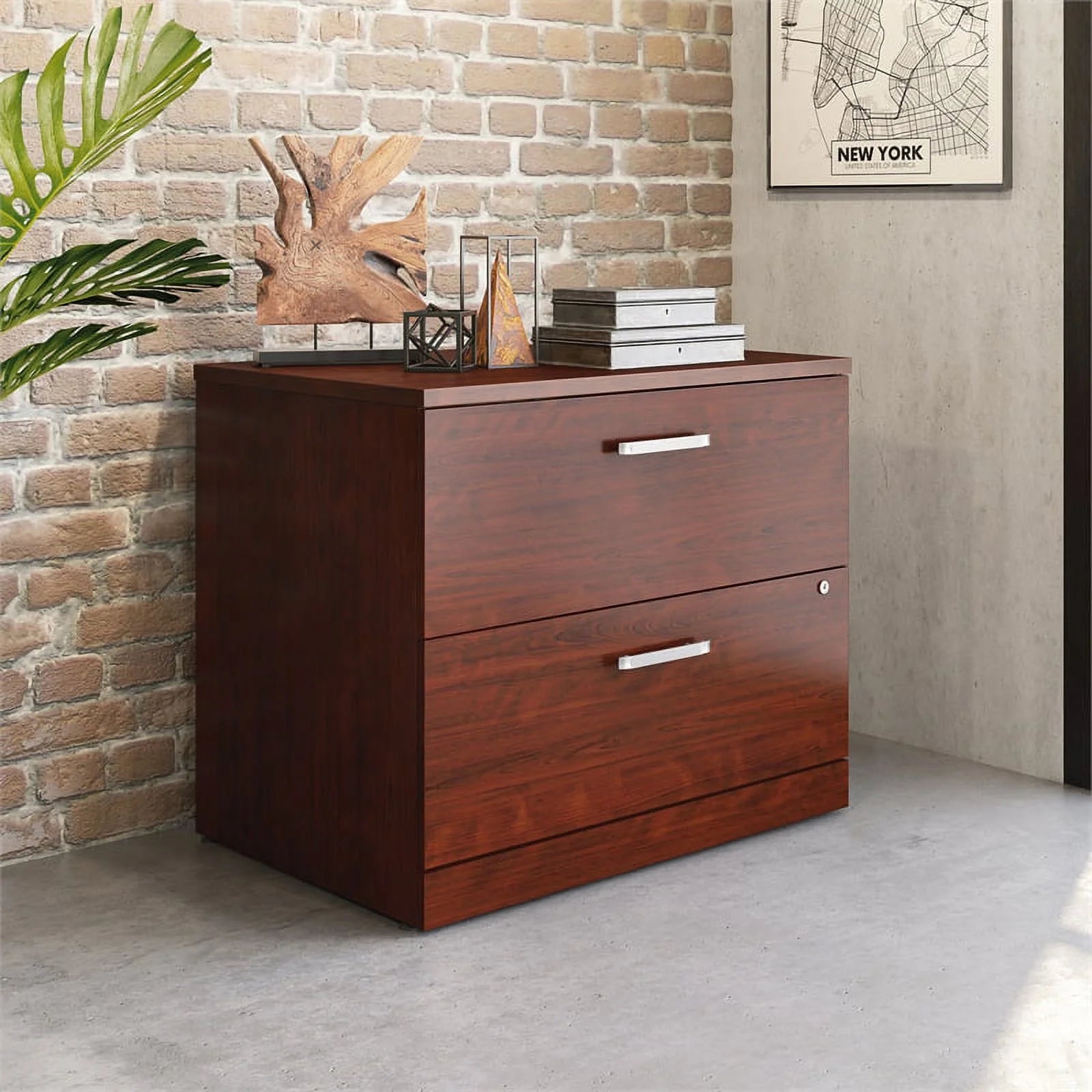 Pemberly Row Lateral Filing Cabinet, Engineered Wood, Classic Cherry K7659
