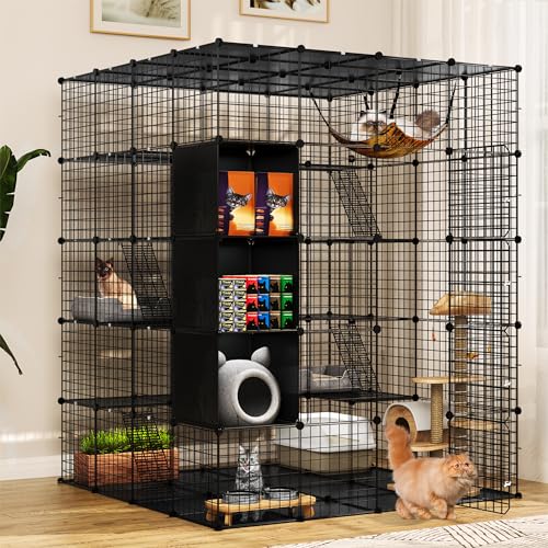 YITAHOME Outdoor Cat Enclosures Catio Large Cat Cage Cat House with Roof Hammock Platforms DIY Pet Kennels Playpen for 1-6 Cats Rv Garden