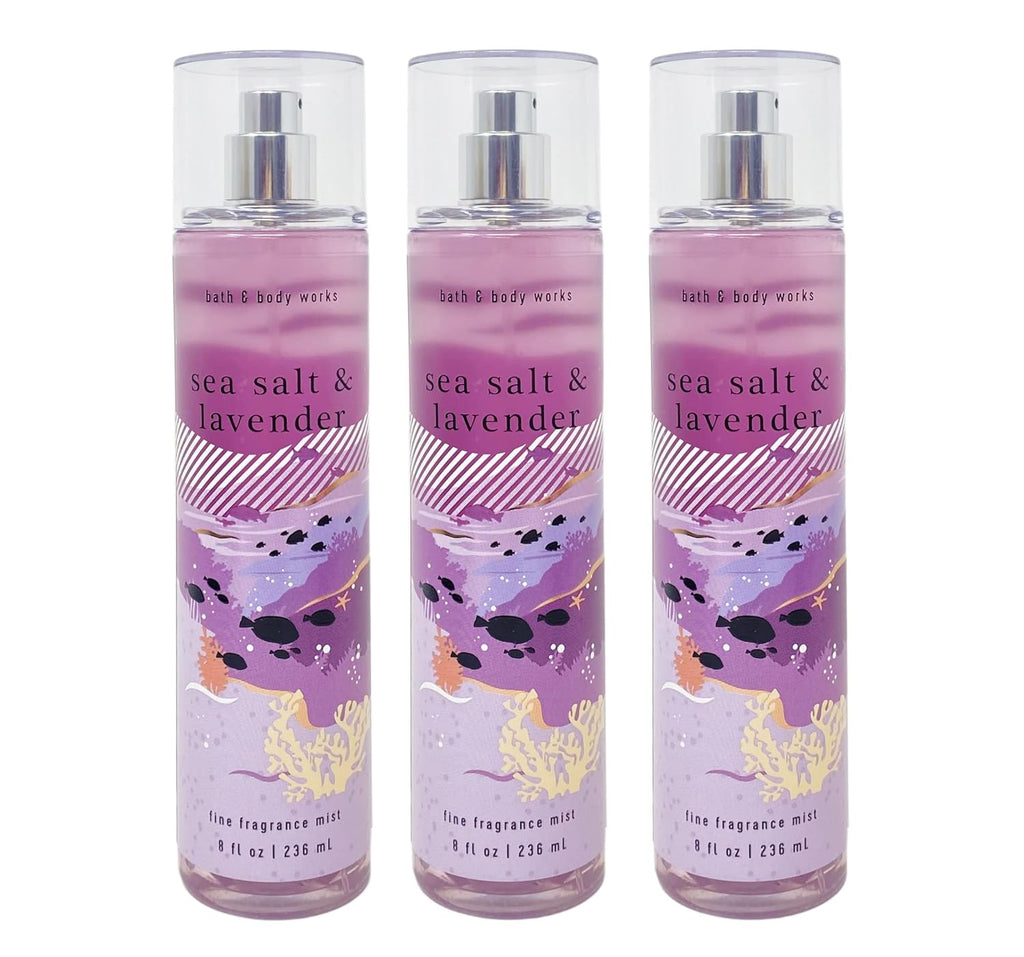 Bath & Body Works Sea Salt & Lavender 3 Pack Fine Fragrance Mist Set - Full Size
