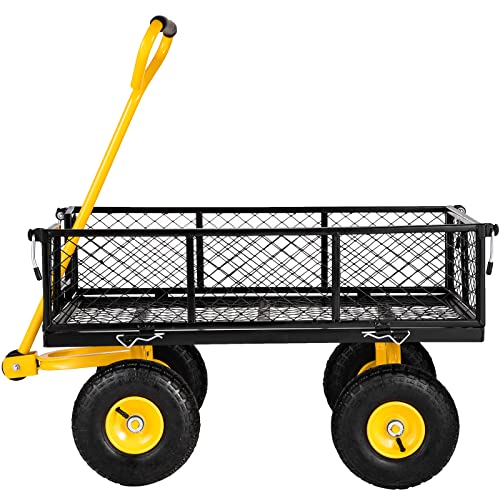 VEVOR 900 Lbs Heavy Duty Steel Garden Cart with 10" Tires and Removable Sides J262