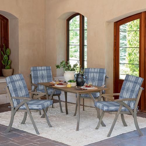 Arden Outdoor Dining Chair Cushion, 20 x 20, Rain-Proof, Peacock Blue Green Texture J4105