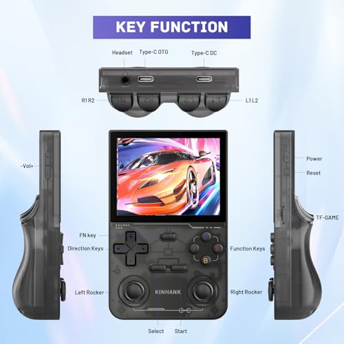 Kinhank K36 Retro Handheld Game Console with 9000+ Games, 64GB TF Card, 3.5 Inch IPS Screen (Black) U2328