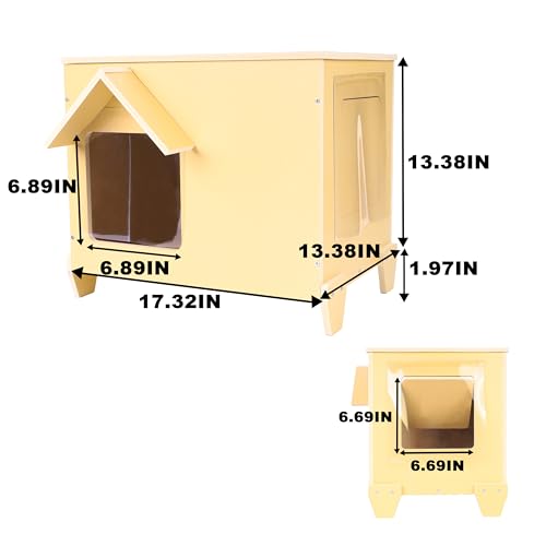 Outdoor Cat House Wooden Feral Cat Shelter with Escape Door L75941