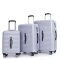 3 Piece Luggage Sets PC+ABS Lightweight Suitcase with Two Hooks, 360° Double Spinner Wheels, TSA Lock, (21/25/29) (Dark Purple)