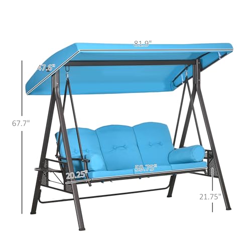 Outsunny 3-Seat Patio Swing Chair with Adjustable Canopy, Brown U4460