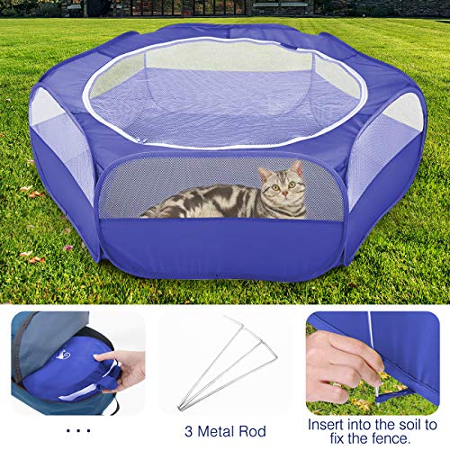 Pawaboo Small Animals Playpen, Waterproof Pet Cage Tent with Zippered Cover, Portable Outdoor Yard Fence, Green C9530