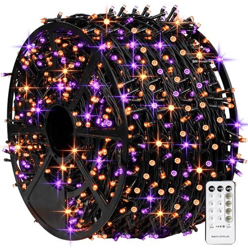 TW SHINE Halloween Lights 328FT Outdoor String Lights with Remote, Purple & Orange F53527