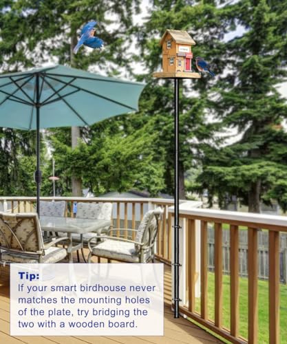 Garbuildman 105 Inch Bird Feeder Pole Kit, Heavy Duty Matte Black, for Deck or Patio N9760