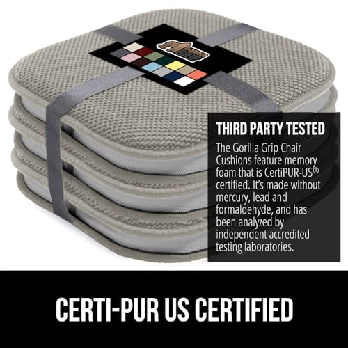 GORILLA GRIP Slip Resistant Chair Cushions, Memory Foam, Set of 2, Beige W525