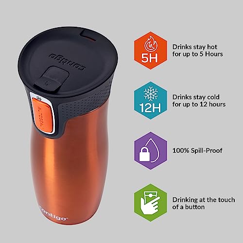 Contigo West Loop Autoseal Travel Mug, Stainless Steel, Leakproof W76171