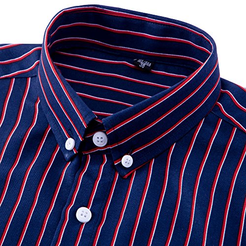 DOKKIA Men's Long Sleeve Striped Button Down Dress Shirt N65911