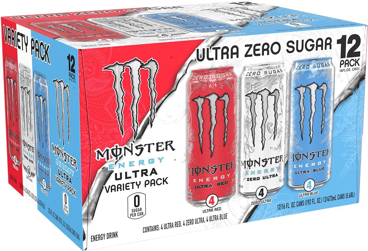 Monster Energy Ultra Variety Pack, Zero Sugar, 16 oz, 12 Pack X234768