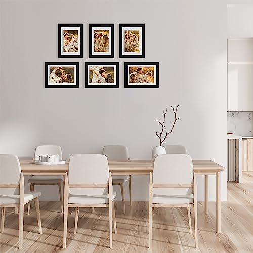 Egofine 8x10 Picture Frames Set of 6, Solid Wood with Plexiglass, White T6319