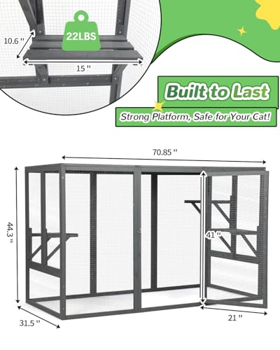 Catio Outdoor Cat Enclosure Weatherproof Wooden Grey Q380854