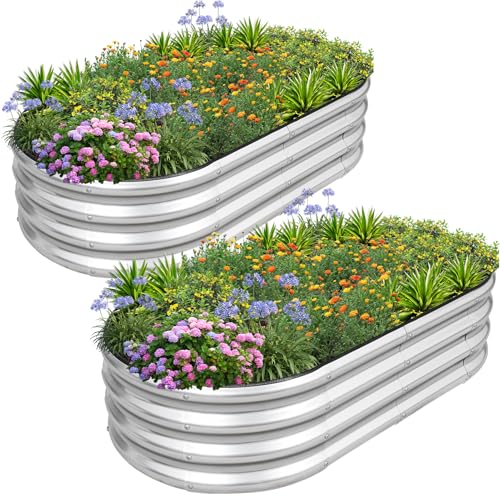 1MORE Galvanized Raised Garden Bed 4x2x1.4ft Metal Planter Box Outdoor D509