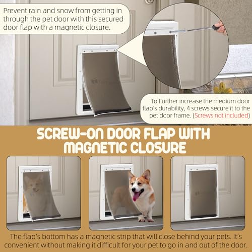 TonGass 2-Pack Dog Door Flap Replacement for PetSafe Freedom PAC11-11039, Large Magnetic Closure A4582