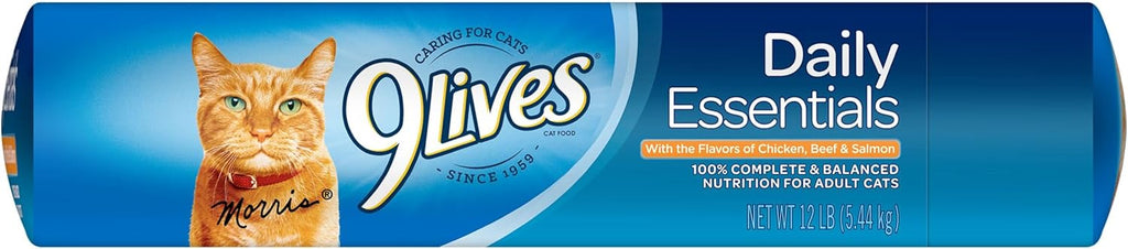 9Lives Daily Essentials Dry Cat Food with Chicken, Beef & Salmon, 12 lb A65126