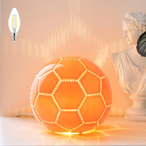 BOHON Mushroom Lamp, Ceramic Bedside Nightstand Light, Pink, LED Bulb Included T88188