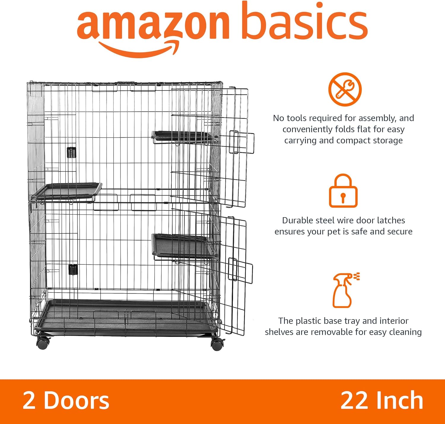 Amazon Basics 3-Tier Cat Cage Playpen, Black M257