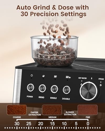 Espresso Machine with Grinder, 20 Bar, Milk Frother H74146