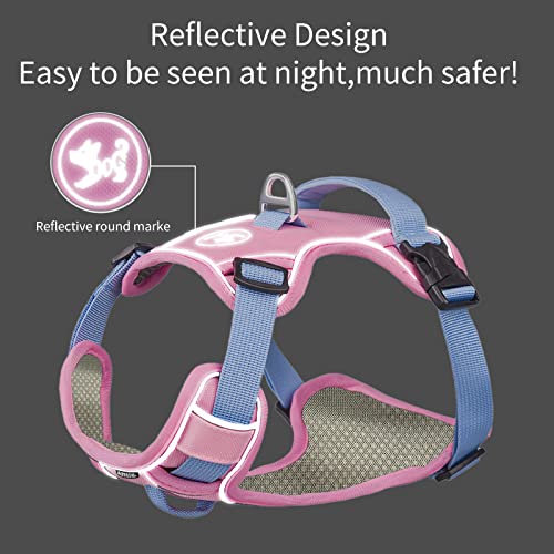 AIITLE Adjustable Dog Harness with Reflective Vest for Small and Medium Dogs Pink G762