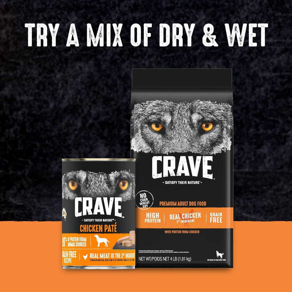 CRAVE Grain Free High Protein Adult Dry Dog Food, Chicken, 4 lb. Bag (Pack of 2) A89691