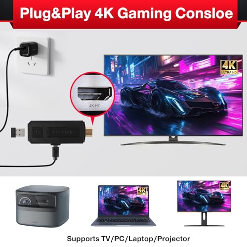 Wireless Retro Game Stick 4K HDMI Console with 42,000 Games and Dual Controllers B335