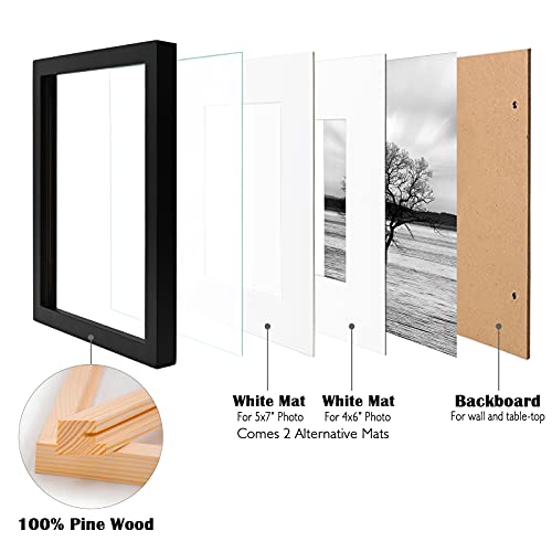 Egofine 8x10 Picture Frames Set of 6, Solid Wood with Plexiglass, White T6319