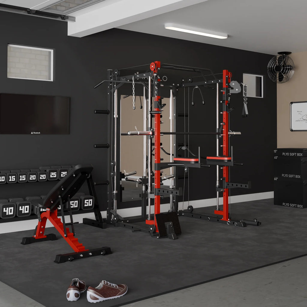 Mikolo Smith Machine Home Gym with 800 lbs Weight Bench Combo B9273