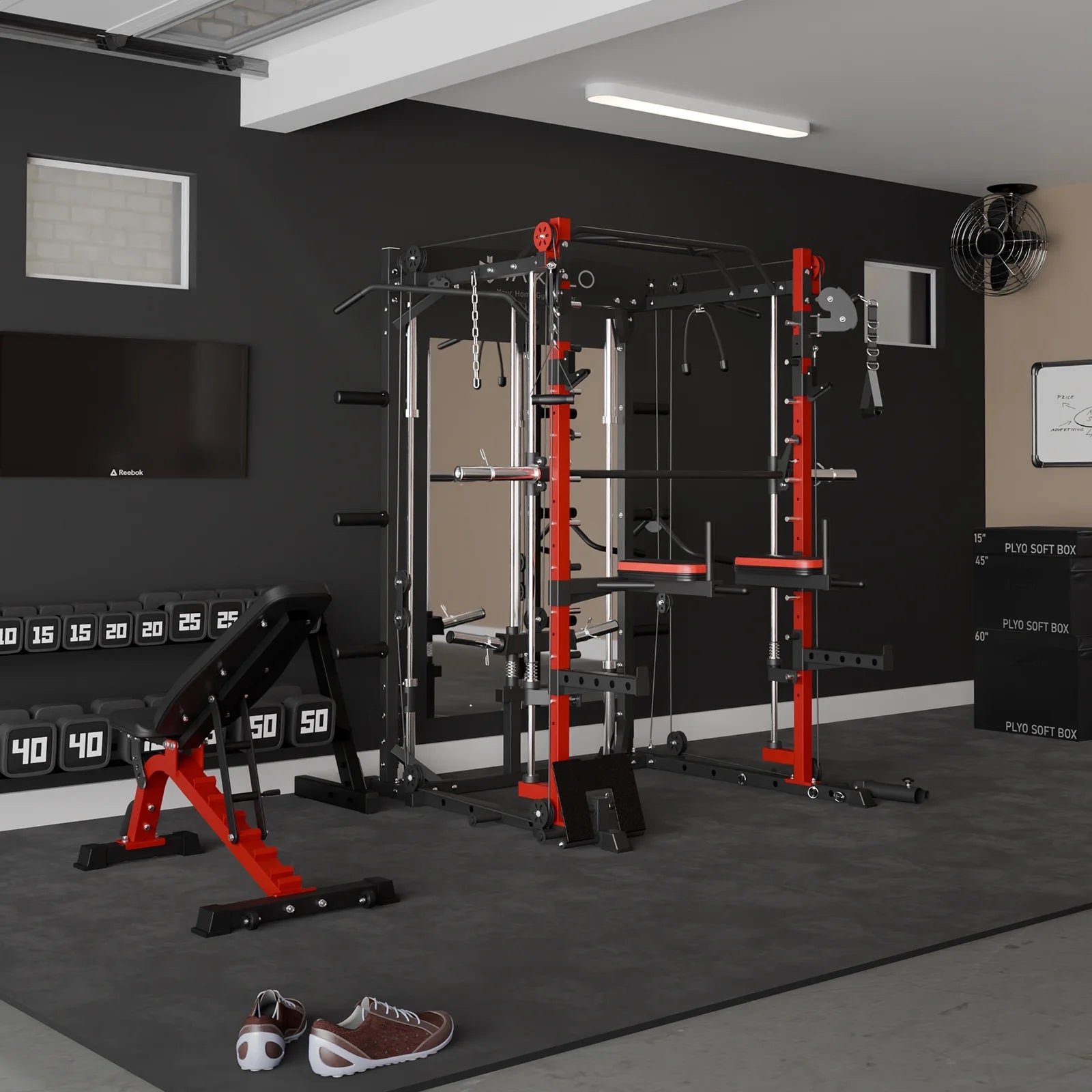 Mikolo Smith Machine Home Gym with 800 lbs Weight Bench Combo B9273
