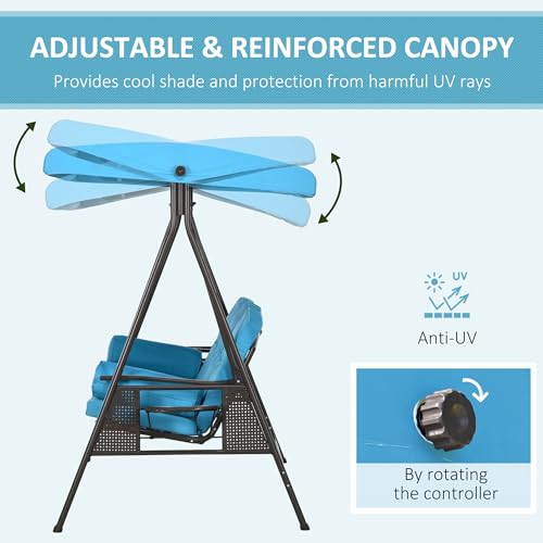 Outsunny 3-Seat Patio Swing Chair with Adjustable Canopy, Brown U4460