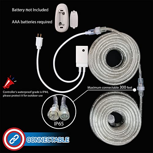 Russell Decor LED Rope Lights Red White Blue 30ft with Remote Control C9460