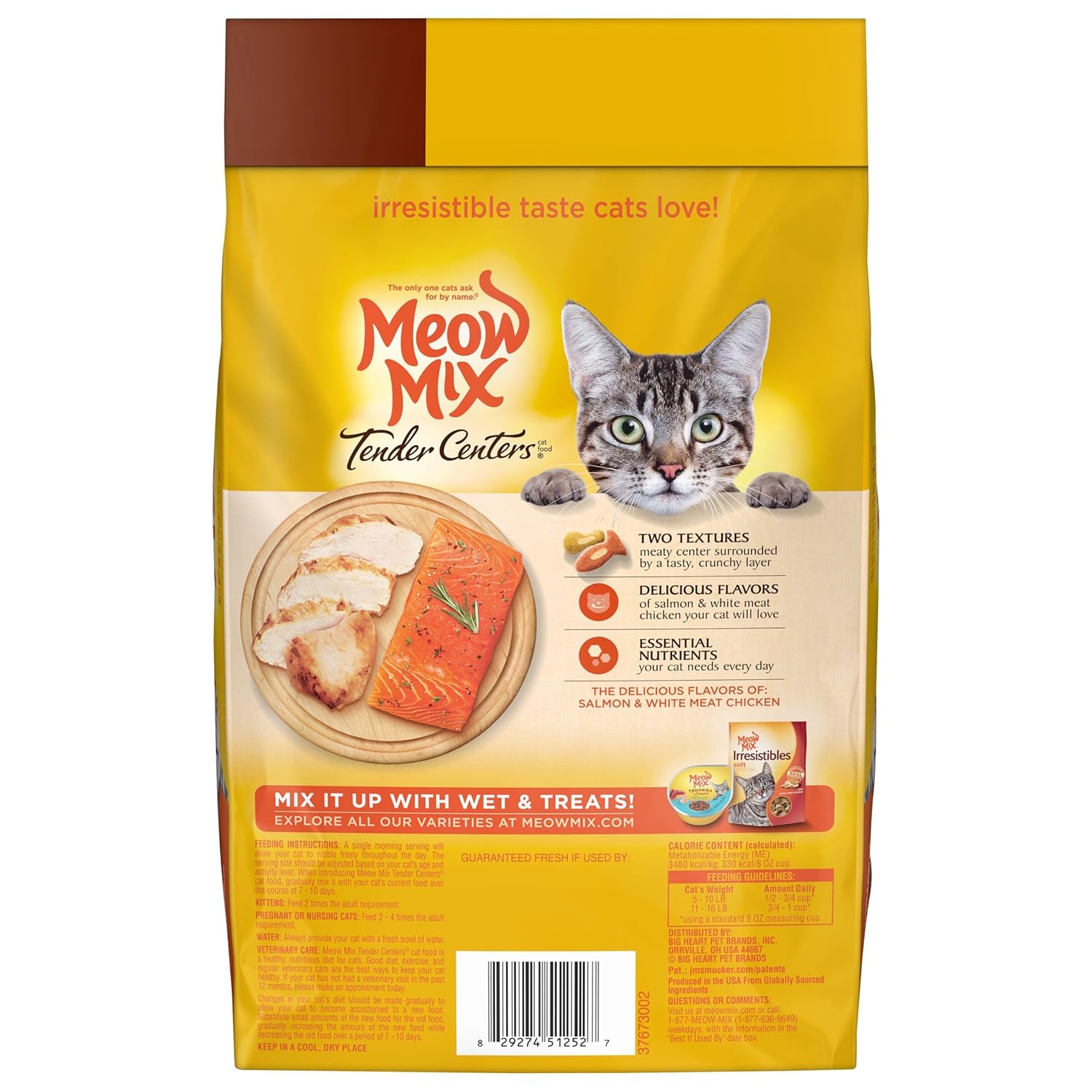 Meow Mix Tender Centers Dry Cat Food, Salmon & Chicken, 3 lb M187