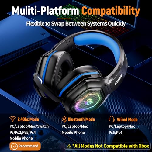 2.4GHz Wireless Gaming Headset for PC PS5 PS4 with Flip Microphone M29946
