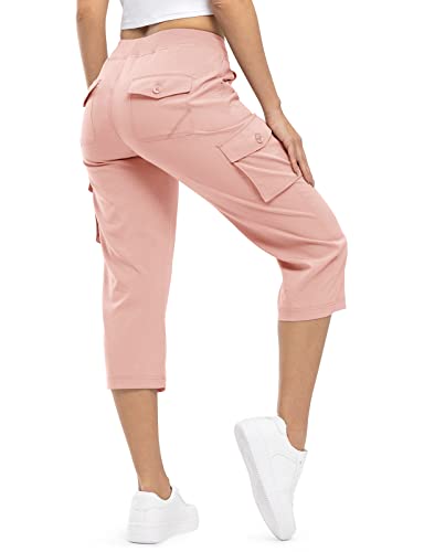 TBMPOY Womens Cargo Capris Lightweight Hiking Pants 6 Pockets Quick Dry Casual Outdoor Trip Loose Shorts Cropped Cotton