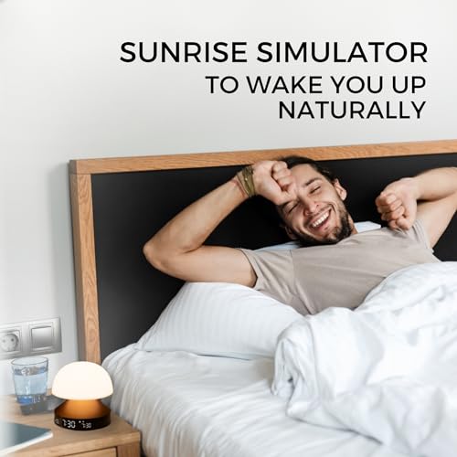Lexon Mina Sunrise Alarm Clock, Wake Up Light & Sunset Lamp, Gun Metal N271479