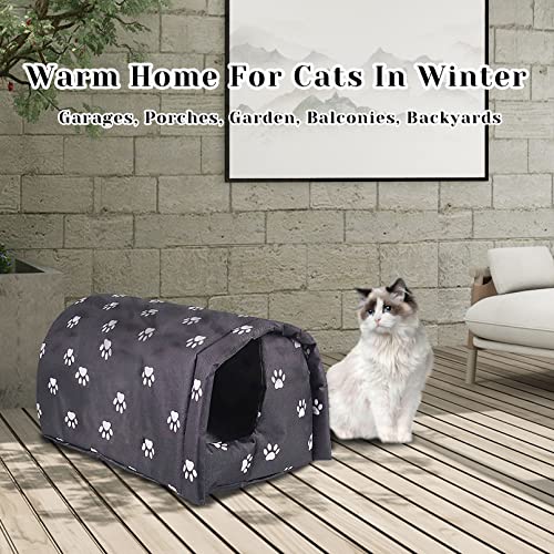 Fhiny Stray Cats Shelter Waterproof Outdoor Cat House Foldable Warm Pet Cave for Winter Black F12955