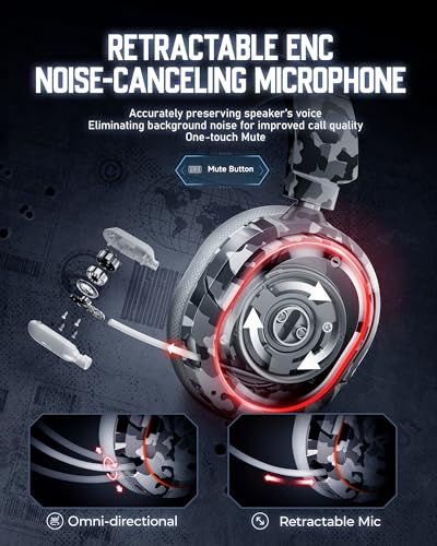 Wireless Gaming Headset 7.1 Surround Sound Bluetooth for PC PS5 PS4 Mac Switch G754169