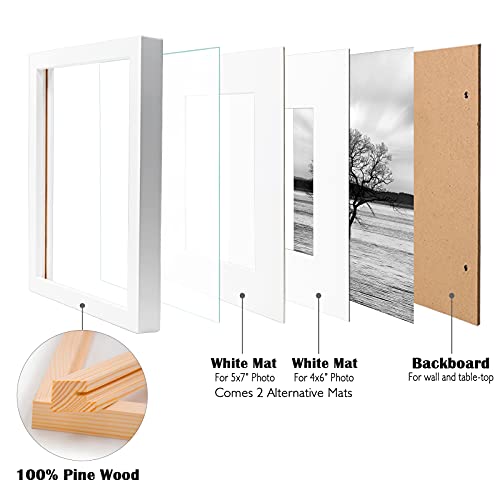 Egofine 8x10 Picture Frames Set of 6, Solid Wood with Plexiglass, White T6319